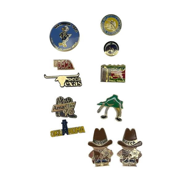 Vintage DECA State & Conference Pin Lot (10) 1990s Career Club Enamel Pins - Picture 1 of 11